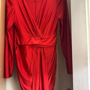 Elegant Red Wrap Dress